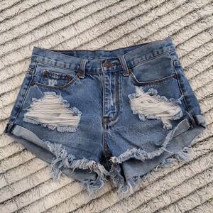 Distressed DENIM CoLAB jean shorts size 25